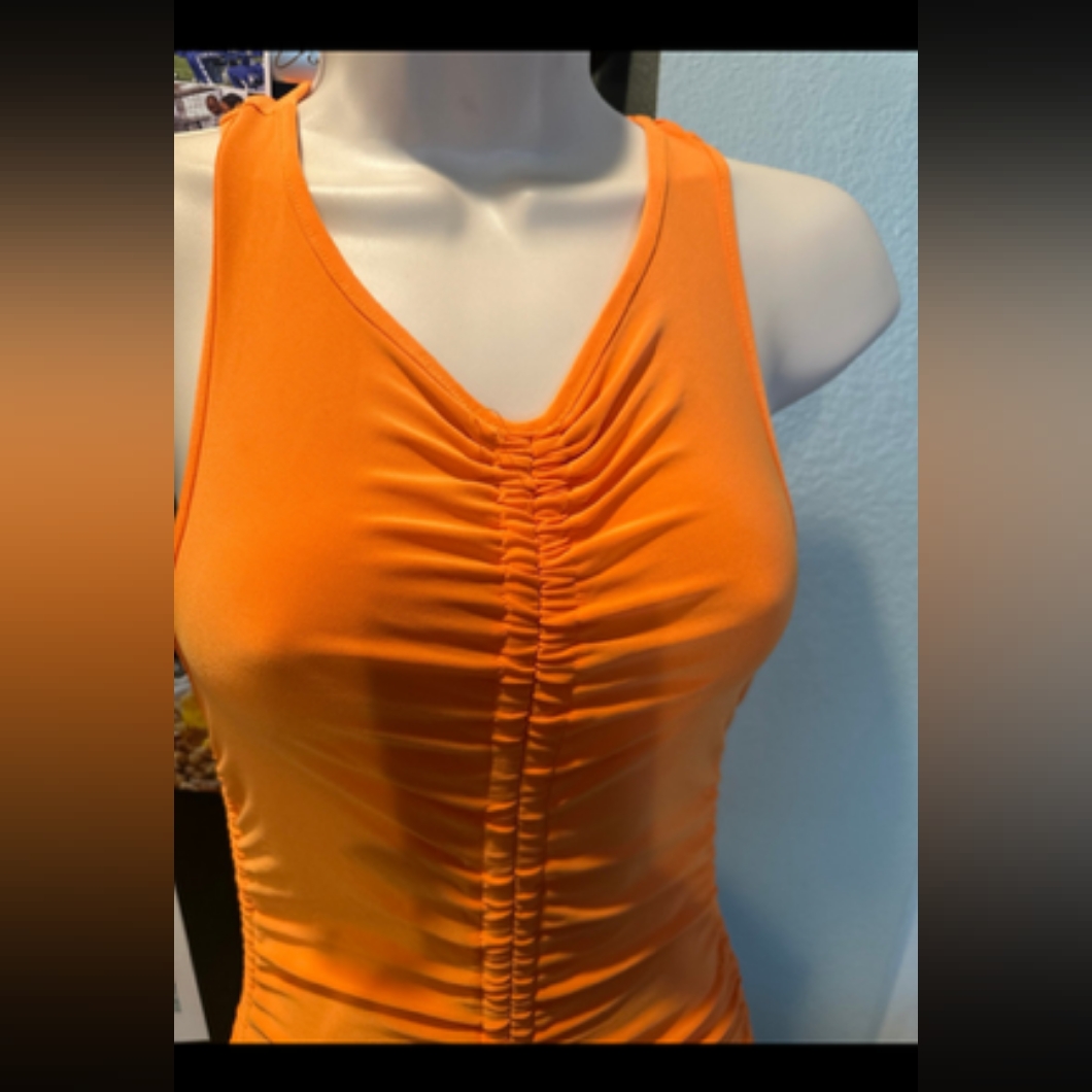 Orange Ruched Women's Dress S